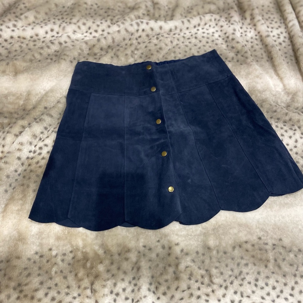 Stoned Immaculate blue suede mini skirt